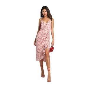 Lulu's Pink Floral Midi Dress